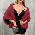thumbnail image 1 of SYMOID Womens Wine Faux Faux Fur Shawl - Soft Warm Acrylic Evening Wrap, Formal Accessory for Wedding Prom Evening Parties, One Size Fits Most,Size Free Size, 1 of 4