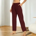 thumbnail image 1 of SYMOID Womens Wine High Waisted Straight Leg Pants - Stretchy Polyester Spandex, Button Accents & Side Pockets for All-Day Comfort Casual Wear,Size S, 1 of 7