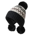 thumbnail image 1 of SYMOID Womens Winter Fair Isle Knit Beanie with Earflaps and Pom Poms, Acrylic Warm Hats,Size Free Size, 1 of 5