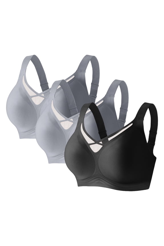 Womens Wireless Seamless Bras 3 Pack Comfort Bralette V Neck Smooth T-Shirt Bras for Women Plus Size Soft No Show Adjustable Strap Everyday Wear Black,Size 3XL