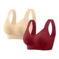 thumbnail image 1 of SYMOID Womens Wireless Seamless Sports Bra 2-Pack Red, M to 5XL Plus Size, Low Impact with Wide Shoulder Straps for Daily Wear/Yoga,Size 2XL, 1 of 9