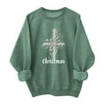thumbnail image 1 of SYMOID women's christmas cross sweatshirt, cotton oversized crewneck with festive ornaments, green religious casual for holiday ch-ch,Size L, 1 of 6