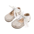 thumbnail image 1 of SYMSHOES Girls Gold Sequin Mary Jane Flats - Princess Wedding & Party Shoes with Bow, Non-Slip Sole (Kids-Little-Big Kids),Size 9 M, 1 of 6