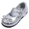 thumbnail image 1 of SYMSHOES Girls Silver Glitter Mary Jane Party Shoes with Bow Kids to Kids Patent Faux Leather Dress School Shoes Adjustable Strap Non-Slip,Size 11, 1 of 8