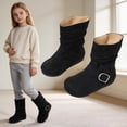 thumbnail image 1 of SYMSHOES Girls Winter Boots Mid-Calf Faux Suede Slouch Boots with Buckle Black Pull-On Kids Fashion Boots for Girls,Size 30, 1 of 9