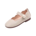 thumbnail image 1 of SYMSHOES Kids Girls Mary Jane Shoes with Pearl Buckle, Flat Sole Dress Shoes for 1-6 Years, Beige,Size 10.5, 1 of 9