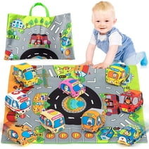 SYNARRY Soft Car Toys for 1 Year Old Boy, Baby Boy Toys 6 to 12 Months 12-18 Months, Kid Toy Cars for 1 Year Old Boys Infant with 1 Mat/Storage Bag, 1st Birthday Gifts for Toddler Toys