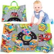 SYNARRY Soft Car Toys for 1 Year Old Boy, Baby Boy Toys 6 to 12 Months 12-18 Months, Kid Toy Cars for 1 Year Old Boys Infant with 1 Mat/Storage Bag, 1st Birthday Gifts for Toddler Toys Age 19 Sets