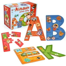 SYNARRY Wooden Alphabet Puzzles for Kids Ages 3-5, ABC Learning for Toddlers Ages 3+, Sight Words Letter Puzzles Montessori Toys Educational STEM for Preschool Boys Girls