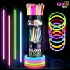 Joyfy  Glow Sticks Bulk, 8" Glow in The Dark Neon Party Supplies, Glow Bracelets and Necklaces Party Pack