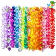 SYNCFUN 12-Piece Colorful Luau Party or Beach Party Hawaiian Tropical Flower Leis