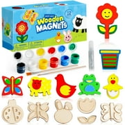 Joyfy 12-Piece Wooden Magnet Painting Art & Craft Kits for Kids, Wood Craft Kits for Toddlers,Party Favors for Easter