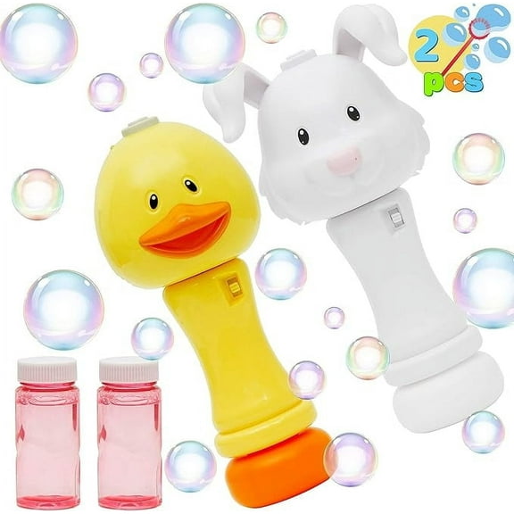 SYNCFUN 2 pack Duck Bunny Bubble Blowing Toy for Outdoor Activities, Party, Wedding, Easter Basket Stuffer