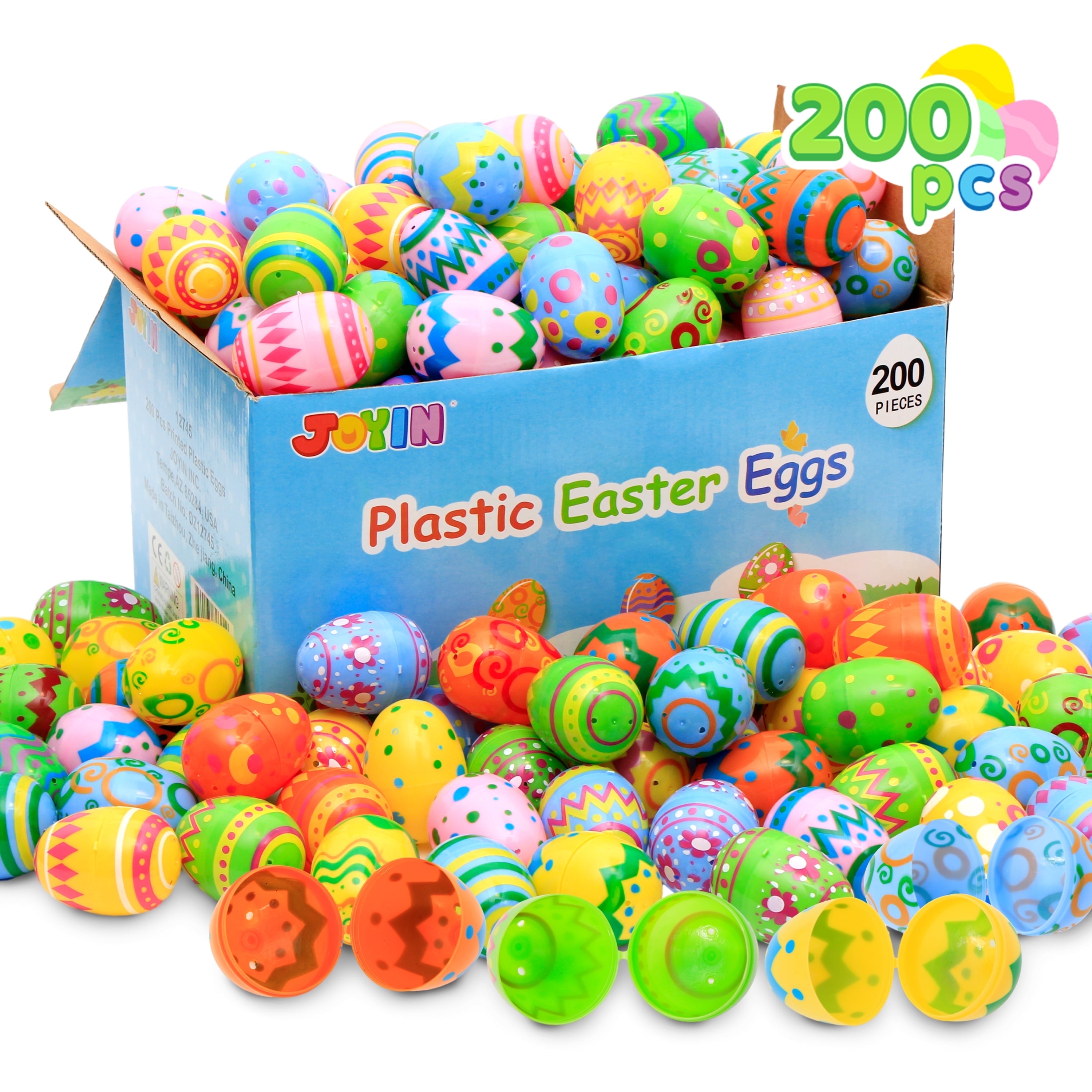 Joyfy 200PCS 2.3" Plastic Easter Eggs Bulk, Large Easter Eggs Fillable for Easter Egg Hunt Basket Stuffed, Party Favors and Decoration, Easter Goodie Bags for Kids