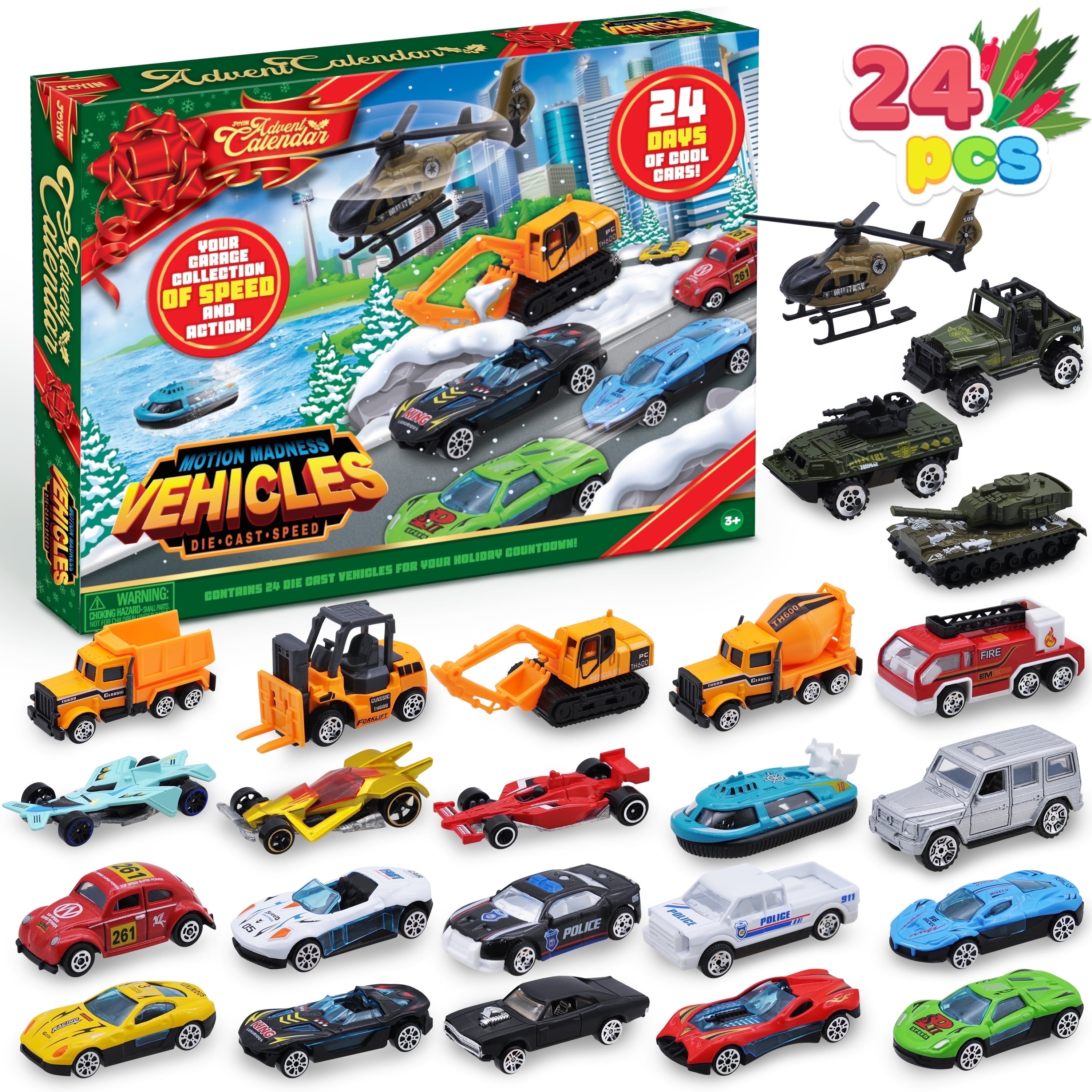 SYNCFUN Christmas Advent Calendar with cars for Kids, 24 Days