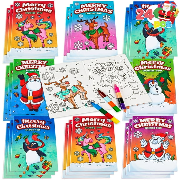 SYNCFUN 24 PCS Christmas Coloring Book for Kids, Bulk Toddler Christmas Coloring Books, Great Gift for Girls and Boys, Party Favors