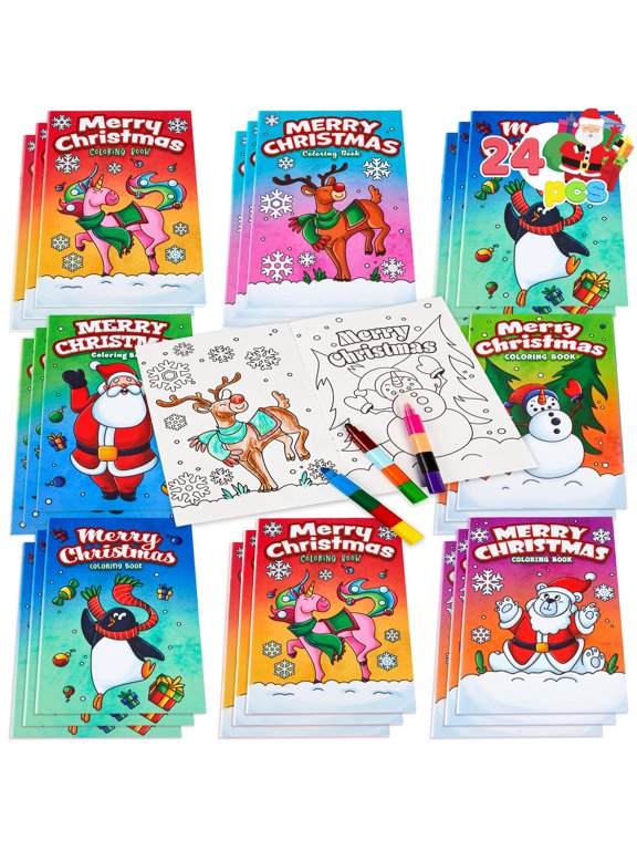 24 PCS Christmas Coloring Book for Kids, Bulk Toddler Christmas Coloring Books, Great Gift for Girls and Boys, Party Favors