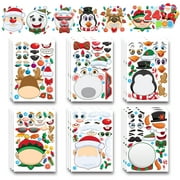 SYNCFUN 24 Pcs Christmas Make-a-Face Sticker Sheets for Kids, Make Your Own Christmas Elf, Santa, Snowman, Penguin and Polar Bear for Kids Party Favors Christmas Craft Kits