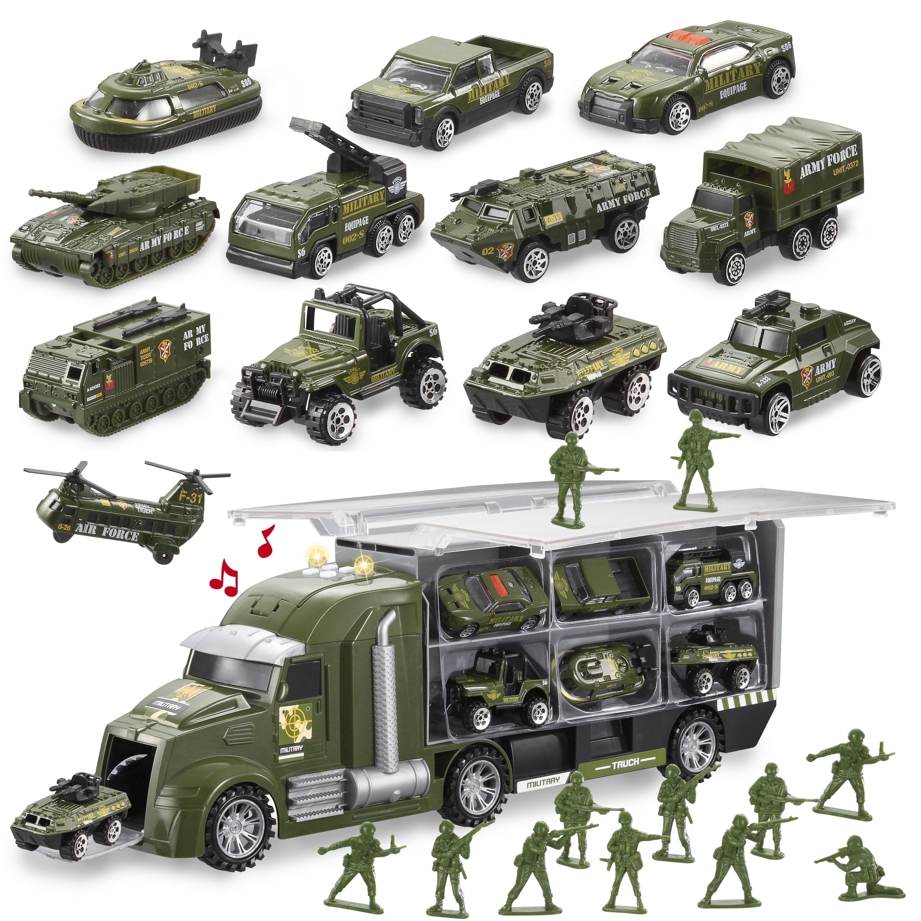Free Shipping! SYNCFUN 25 in 1 Die-cast Military Army Vehicle Set