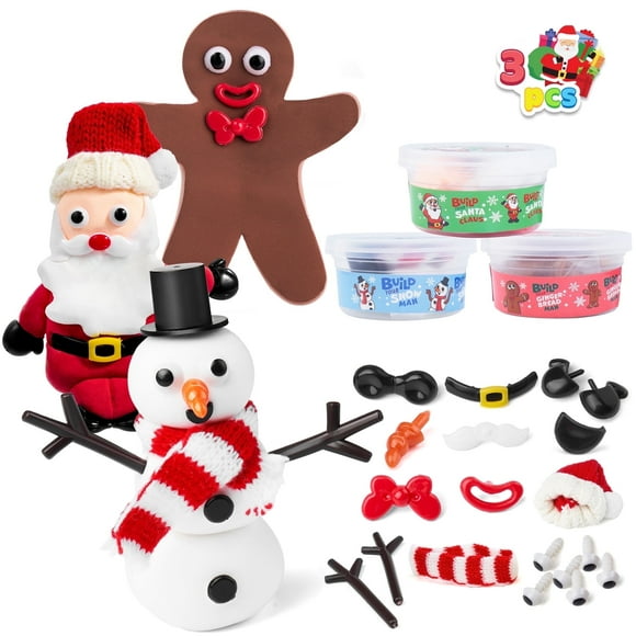 SYNCFUN 3 PCS Christmas Craft Kit, Christmas Snowman, Santa Claus and Gingerbread Man Craft Kit for Kids Xmas DIY Gifts, Arts and Craft Activities