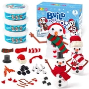 SYNCFUN 3 PCS Christmas Craft Kit for Kids, DIY Modeling Clay Build a Snowman Craft Kit for Christmas Arts and Craft Activities, Xmas Gift Stocking Stuffers, School Toy Christmas Party Favors