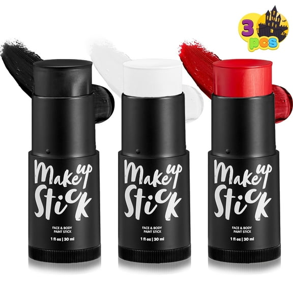 Joyfy 3 Pcs Halloween Makeup Stick,Halloween Face Painting Kit SFX Makeup for Zombie Vampire Skeleton Joker Cosplay for Adult Kids