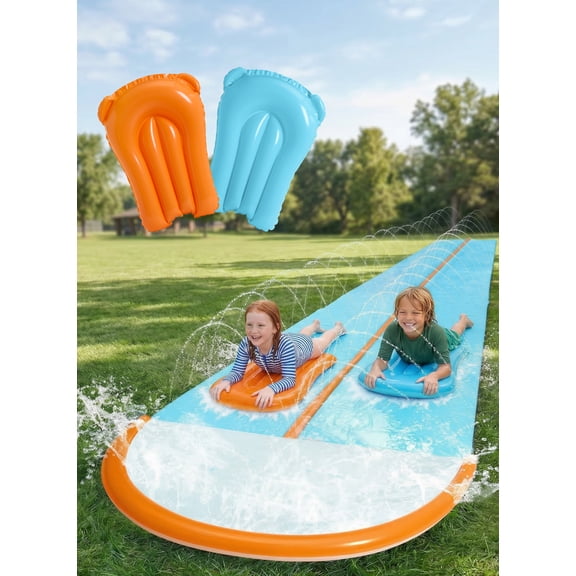 Joyfy 32.5ft Extra Long Water Slide and 2 Inflatable Boards, Water Slides Waterslide Slip with Sprinkler for Kids Adults Backyard, Summer Outdoor Water Toys