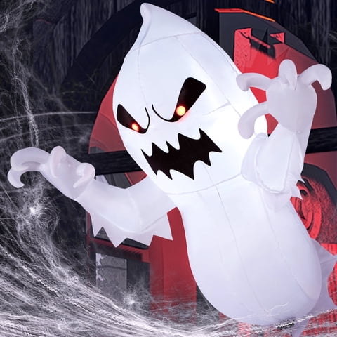 Joyfy 4.5 FT Halloween Inflatable Outdoor Scary Flying Ghost Broke Out from Window with Built-in LED Blow Up Inflatable for Window Decoration Yard Garden Lawn Decor