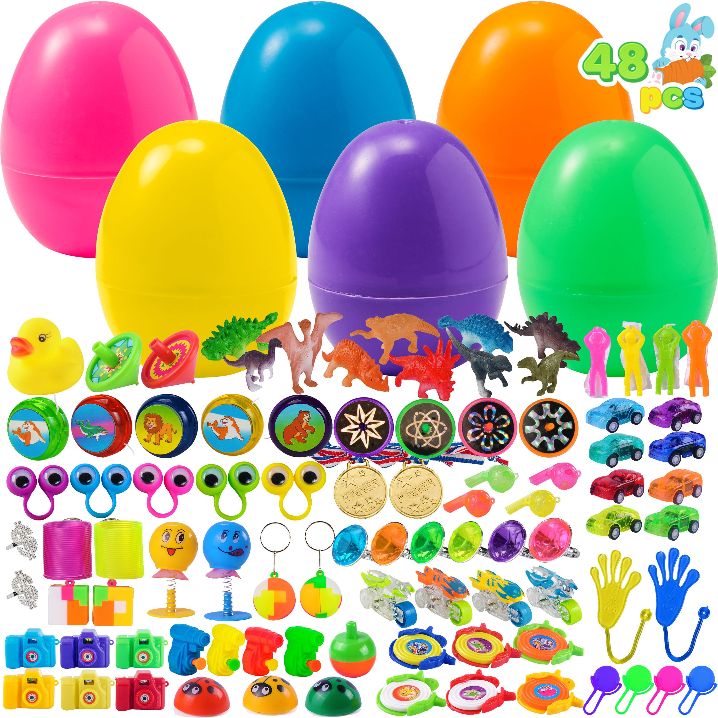 SYNCFUN 48 Packs Prefilled Easter Egg,Easter Egg with Toys Inside,Easter Basket Stuffers for Kids Easter Basket Classroom Exchange Toddler Boys Girls