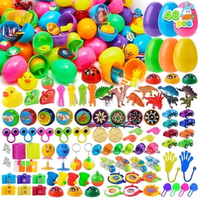 Joyfy 48 Packs Prefilled Easter Egg,Easter Egg with Toys Inside,Easter Basket Stuffers for Kids Easter Basket Classroom Exchange Toddler Boys Girls