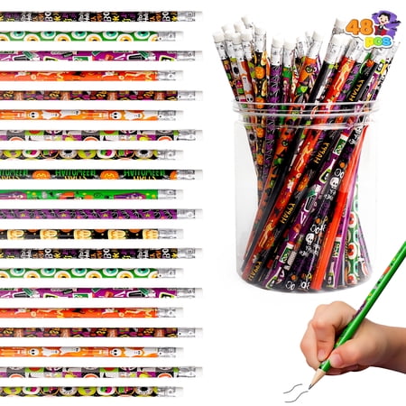 Joyfy 48 Pcs Halloween Pencils Bulk with Eraser for Kids,Colorful Pencils Stationery Pencil Set,Halloween Favors Prizes for Kids,Halloween Bulk Toys price history and forecast - Joyfy