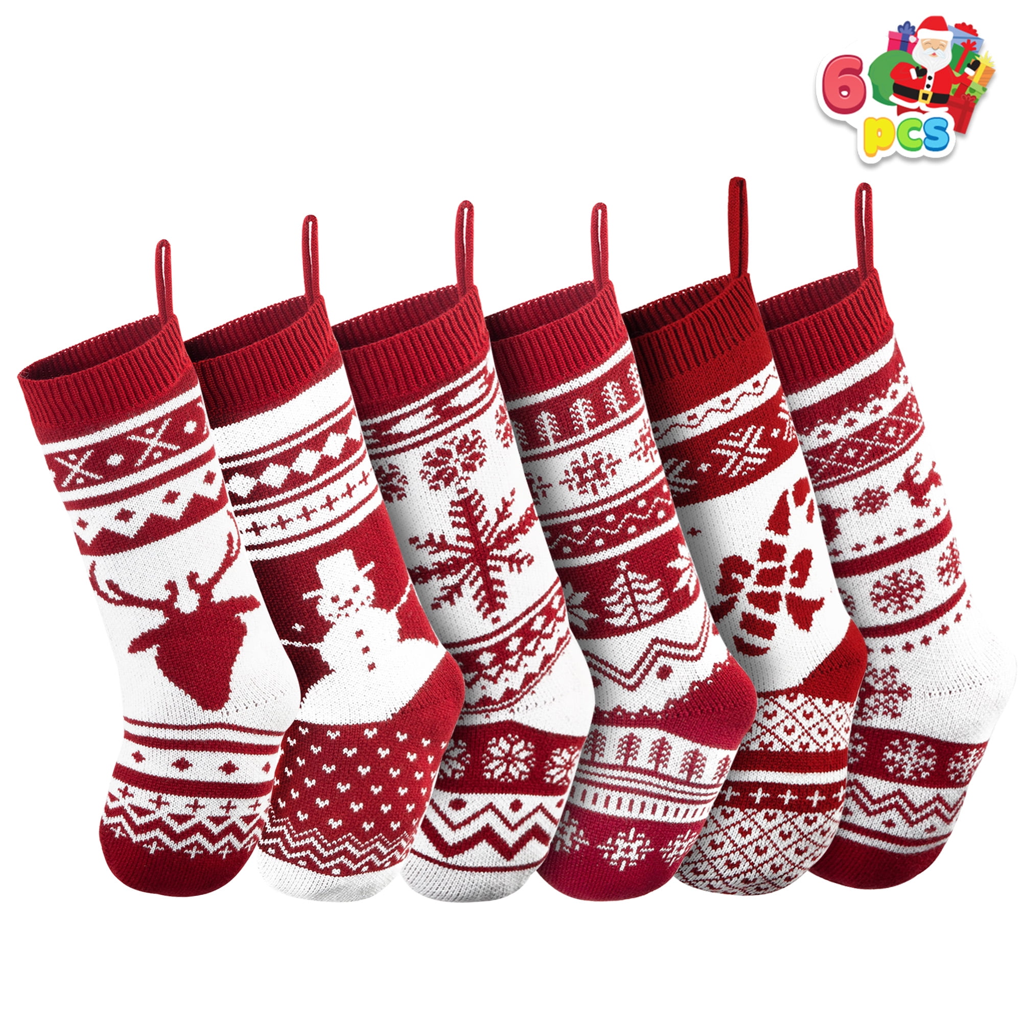SYNCFUN 6 Pcs 18" Knit Christmas Stockings