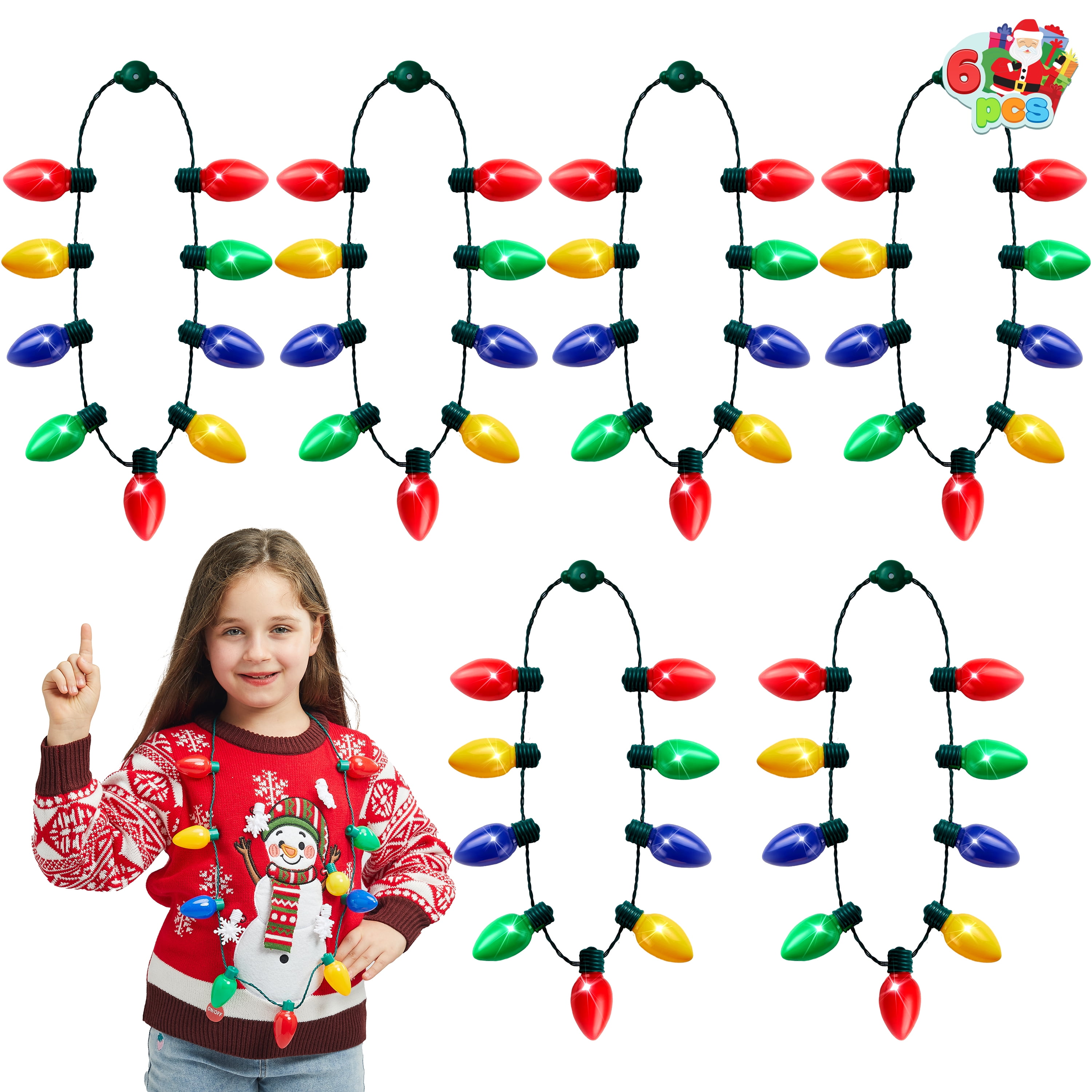 Fun Xmas Bulb Necklace Christmas Favours For Kids 12PCS