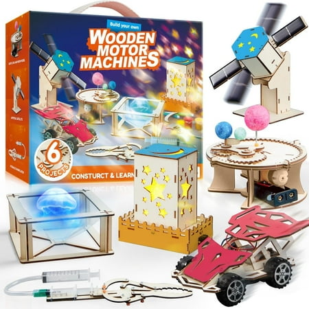 Joyfy 6 in 1 STEM Building Toys for Kids Wooden Craft Kits Science Model Toys for Boys and Girls Age 8-12
