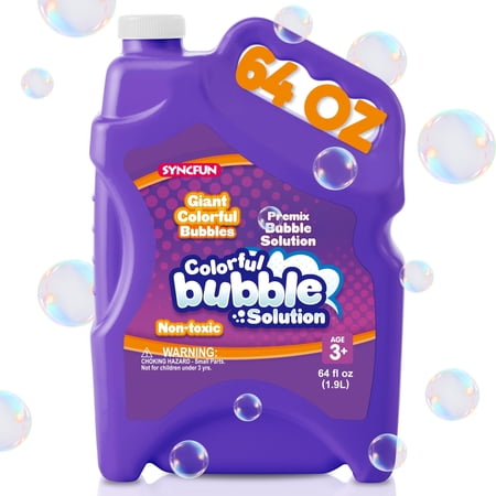 SYNCFUN 64oz Bubble Solution Refill - Big Bubble Solution for Bubble Machine, Wand & Blower Toys | Easter & Outdoor Fun for Kids