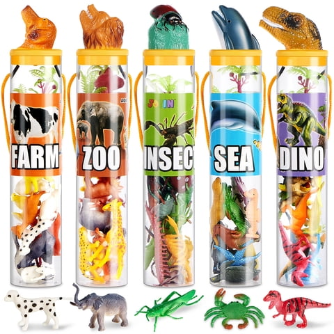 Joyfy 69 Pzas Figuras de Animales Pequeños, Surtido de Mini Juguetes de Animales de Plástico, Pequeños Animales para Contenedor Sensorial, Recuerdo de Fiesta de Cumpleaños para Niños y Toddlers de 3-8 Años