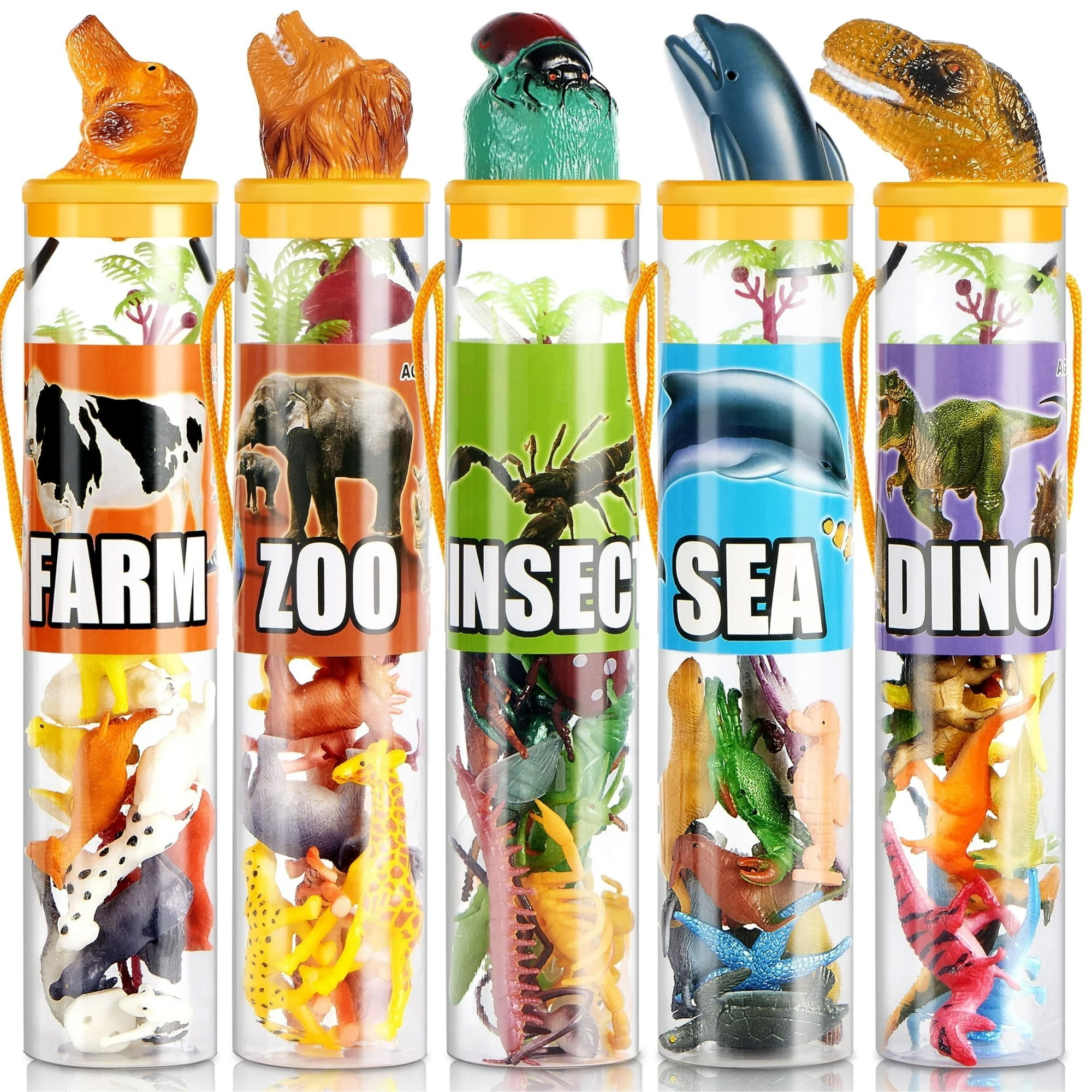 SYNCFUN 69-Piece Assorted Mini Plastic Animal Toy Set