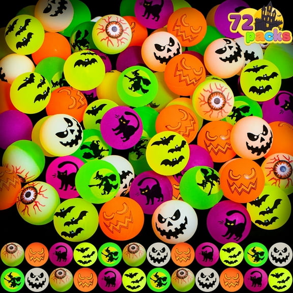 Joyfy 72 Pcs Halloween Bouncy Balls,20 Designs Glow in The Dark Bouncy Balls Halloween Toys for Kids,for Trick or Treaters,Halloween Goodies,Halloween Party Favors