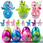 Joyfy 8 Pcs Prefilled Easter Egg with Unicorn Deformation Toys,3.5" Easter Exchange Toy for Girls Toddlers Kids,Classroom Prize Supplies,Birthday Gifts