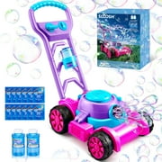 SYNCFUN Bubble Lawn Mower, Bubble Machine Summer Outdoor Toys for Toddlers 1-3, Pink Bubble Blower for Kids 2 4 6 Birthday Gifts
