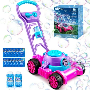SYNCFUN Bubble Lawn Mower, Bubble Machine Summer Outdoor Toys for Toddlers 1-3, Pink Bubble Blower for Kids 2 4 6 Birthday Gifts
