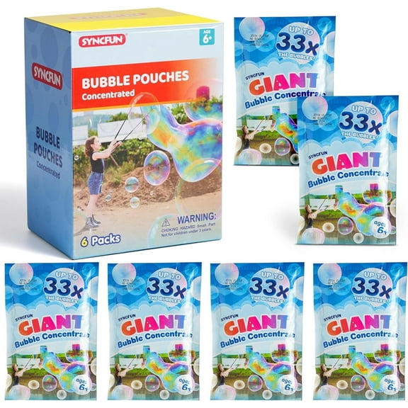 SYNCFUN Bubble Solution Concentrated (up to 4.5 Gallons) 6 Giant pack Bubble Refill for Toys, Easter Outdoor Activities