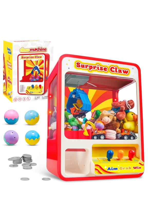 Claw Machine Toy with LED Light & Adjustable Sound, Mini Vending Machine Prize Dispenser Toys for Girls and Boys, Electronic Claw Game Machine for Christmas and Party Birthdays Gift