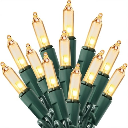 Joyfy Clear Christmas Lights,19.4ft 100 Count Clear Warm White Christmas String Lights,Connectable Green Wire Xmas Tree Lights for Indoor Outdoor Christmas Decorations Holiday Party Decor