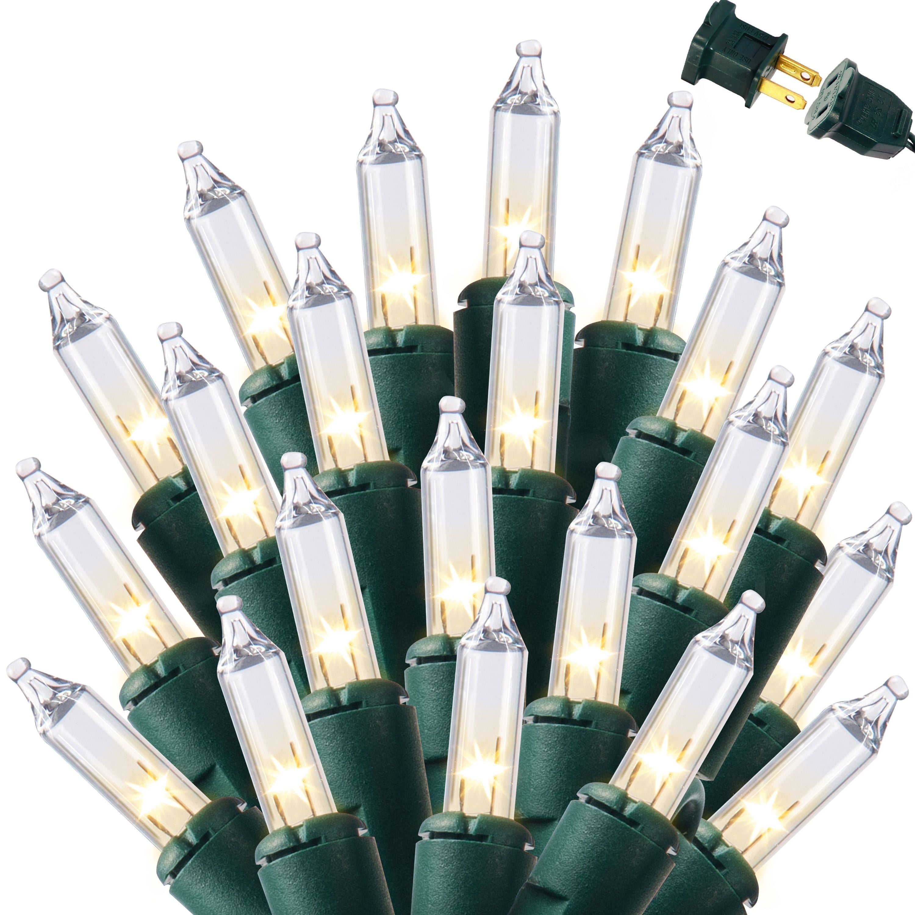 SYNCFUN Clear Mini String Lights, 21.5FT 100 Warm White LED Christmas Lights, Green Wire Indoor Outdoor Tree Decorations