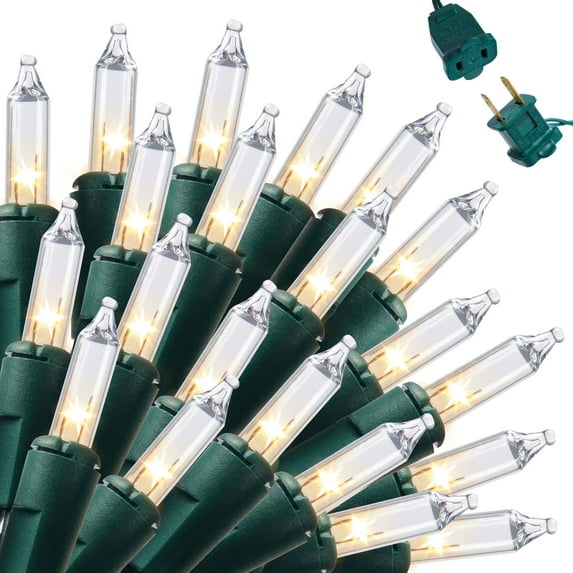 Joyfy Clear Christmas Lights,77.8FT 300(2x150)-Count Warm White Christmas String Lights,Connectable Green Wire Xmas Tree Lights for Indoor Outdoor Christmas Decorations Holiday Party Decor