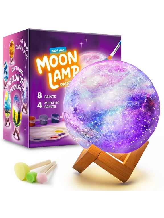 DIY 3D Moon Lamp Painting Kit, Paint Your Own Moon light Arts and Crafts Kit for Kids 6 8 10 12,Valentine Easter Birthday Gifts for Boys Girls