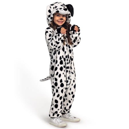 Joyfy Kids Dalmatian Puppy Costume, Halloween Puppy Costume, Halloween Trick or Treat Party Dress up, Ages 5-12