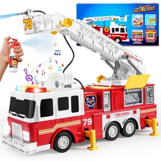 Joyfy Extra Large Fire Truck Toy for Kids, with 33-inch Extending Ladder Light & Sound/ Extendable Aerial Ladder/ Working Water Pump, Great Christmas Birthday Gift for Boy 3 4 5 6 7