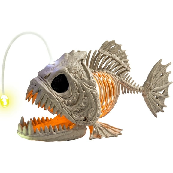 Joyfy Halloween Skeleton Fish Skeleton Halloween Decor,Plastic Skeleton with LED Eye for Halloween Decoration Outdoor Haunted House Party
